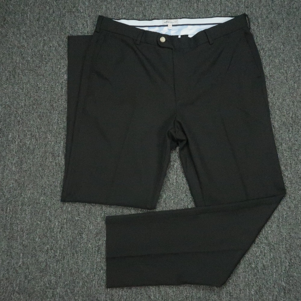 Peter Millar Pants Mens 36x32 Black Durham High Drape Performance Trouser Golf